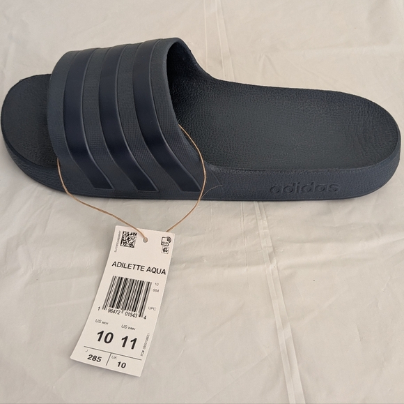 Adidas Adilette Aqua Navy Blue Slide Sandals - Picture 2 of 4